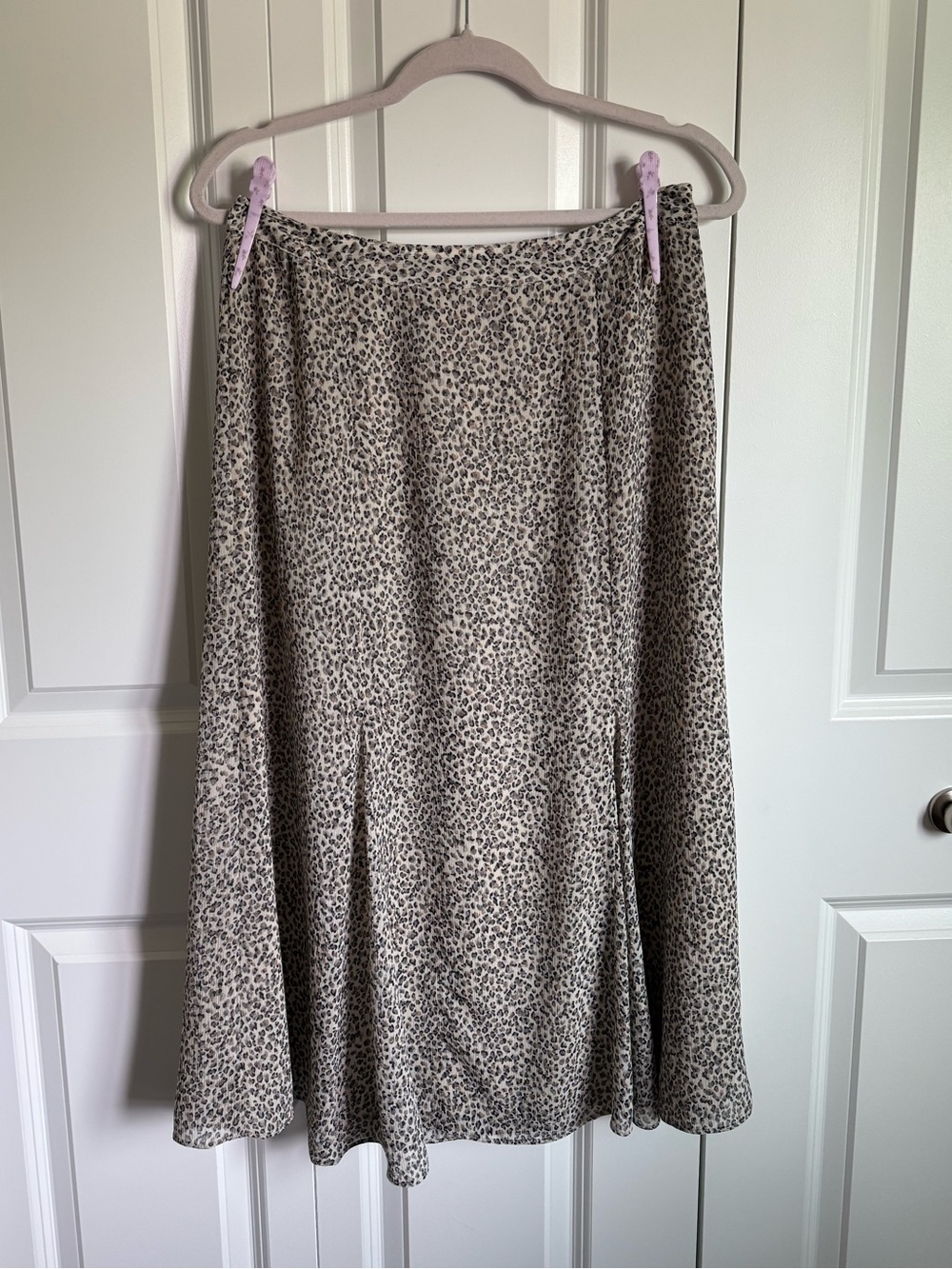 Covington Beige and Black Leopard Print Midi Skirt
